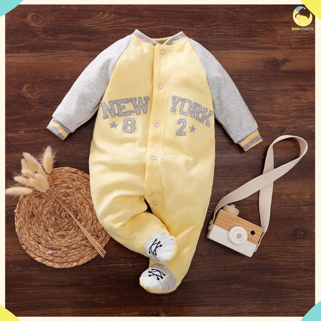 [COD] baju bayi import korea  model BASEBALL NEWYORK KUNING / 100% katun premium jumper bayi BA-243/Babylovanta