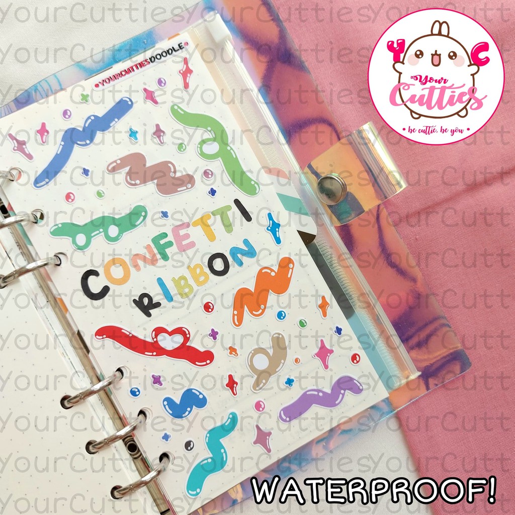 

[SHEET] STICKER STIKER CONFETTI RIBBON WATERPROOF TAHAN AIR