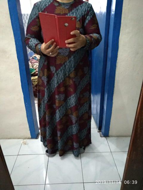Larissa Maxy Original By Nuha Murah Gamis Syari Calvin Jeans Motif Batik Cantik (tebal Melar)