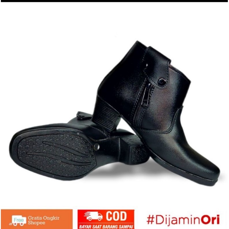 Sepatu Pdh Wanita Pdl Sus Polwan Kilap Pdl Secwan Dishub Boots Hijab Boots Wanita HAK 5 CM &amp; 3 CM