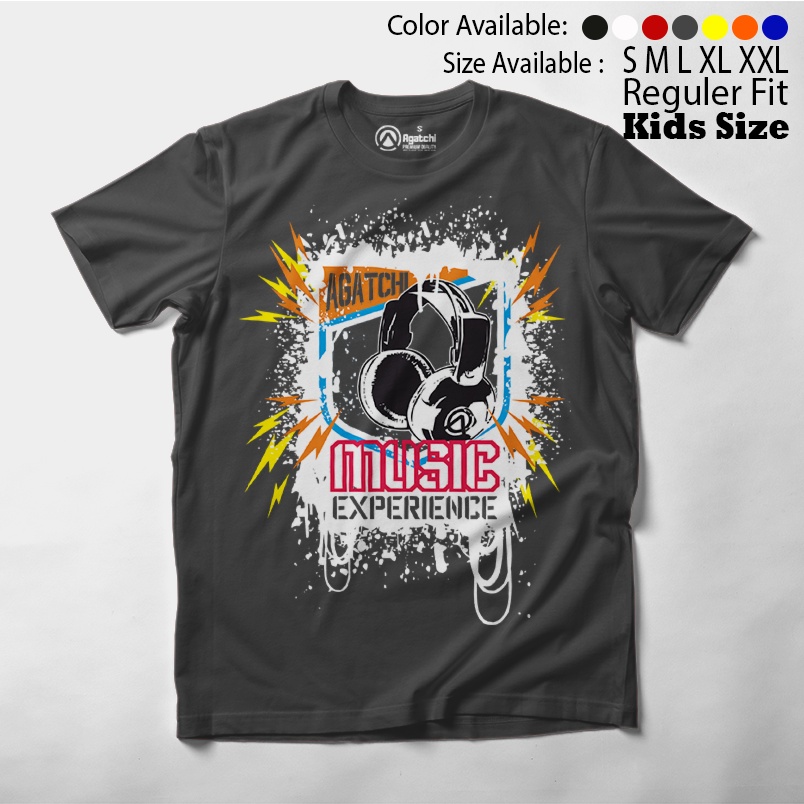 Agatchi - Music Experience - Headphone , Baju Anak / Kaos Atasan Anak Laki Laki / Kaos Distro Anak / Kids T Shirt