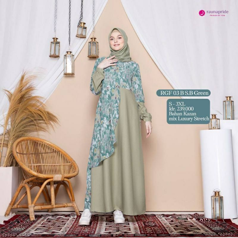 Sarimbit keluarga RAUNA 03 Gamis IBU RGF 03 A | GAMIS ANAK RGAF 03 | KOKO ANAK RKAF 03 | KOKO AYAH RKF 03 DUCK GREEN