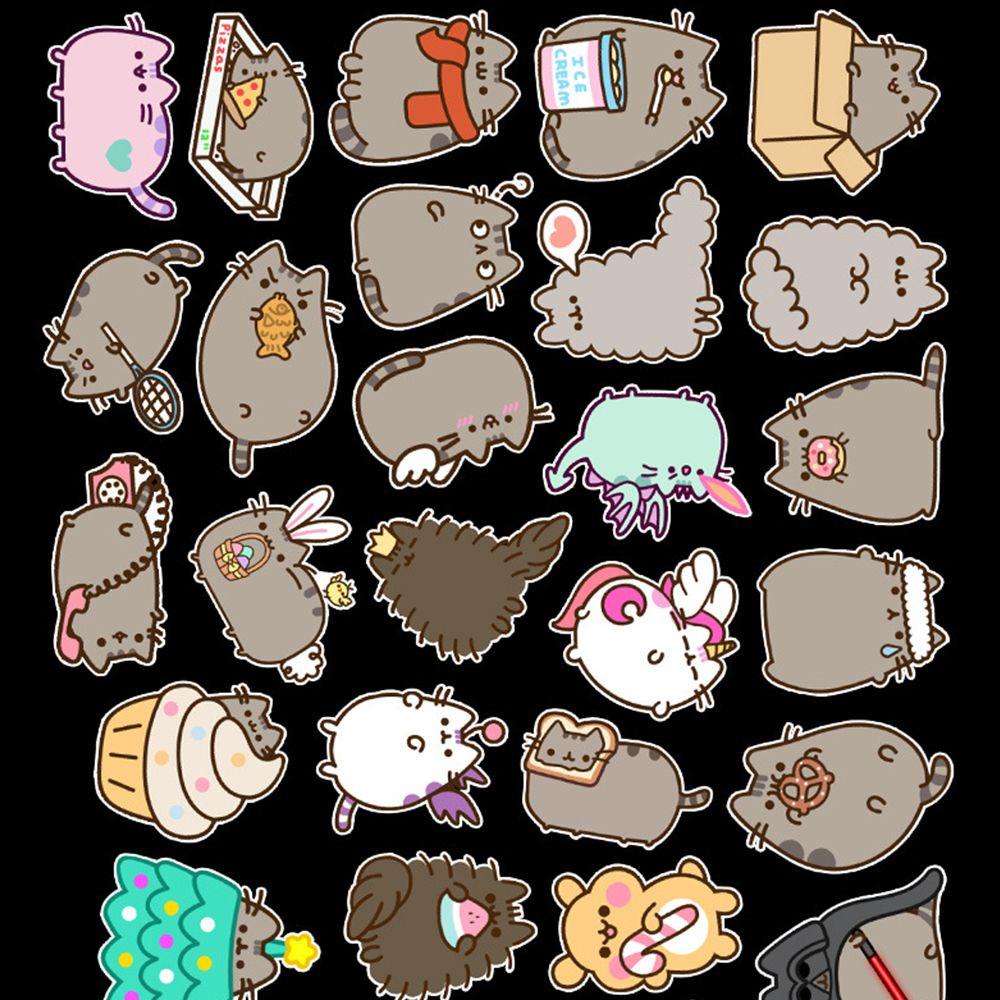 LANFY Chunky Cat Stiker Travel 50 Pcs Bagasi Hadiah Natal DIY Scrapbook Tahan Air Gitar Decal Notebook Dekorasi PVC Stiker Cangkir Air Stiker