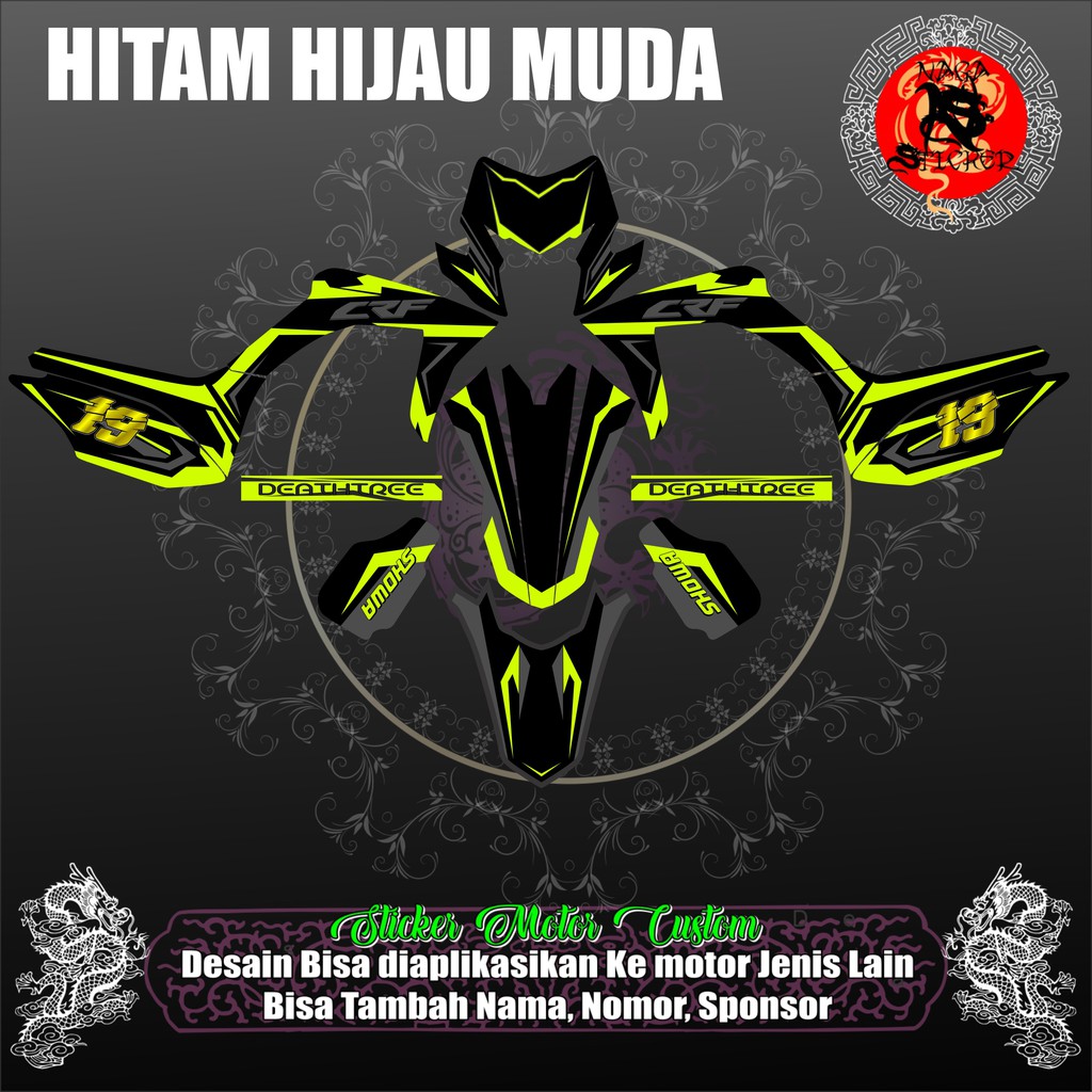DECAL STICKER FULL BODY  HONDA CRF 150 HITAM HIJAU