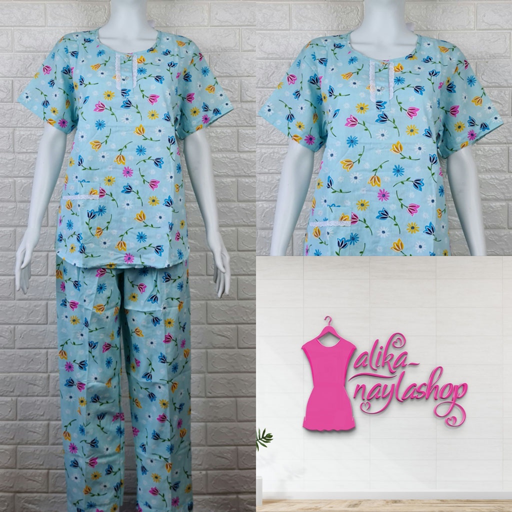 PIYAMA KATUN | HOKI & SHEILA STANDAR | LEBEL ORANGE | BAJU TIDUR | WANITA DEWASA-KODE   R2