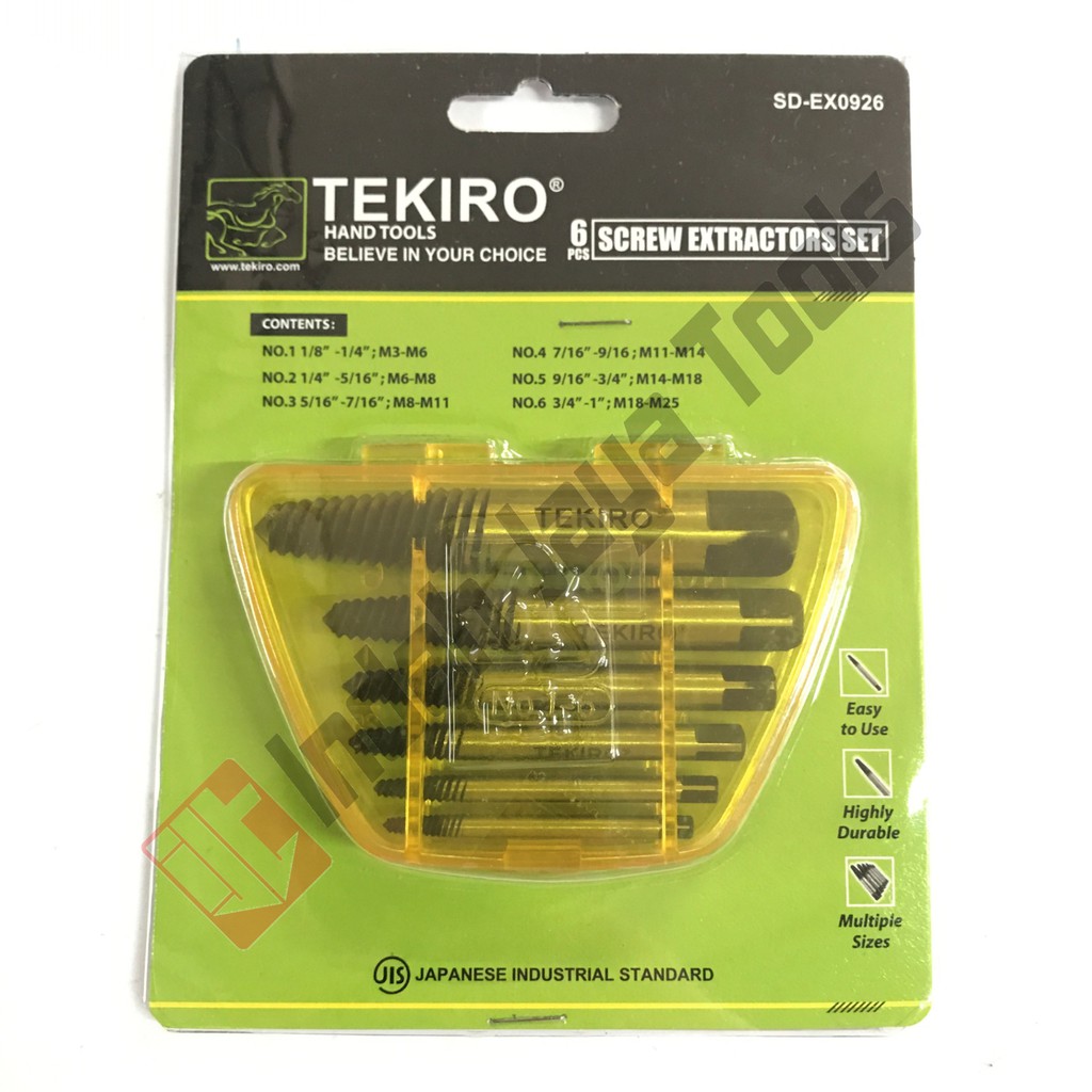 TEKIRO Tap Balik 6 Pcs - Screw Extractor Hand Tap