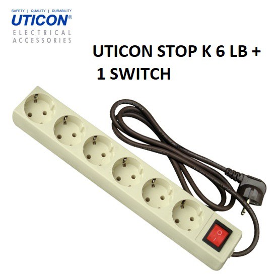 Uticon Stop Kontak 6 Lubang 1 Saklar 1,5m Kabel ST-1682