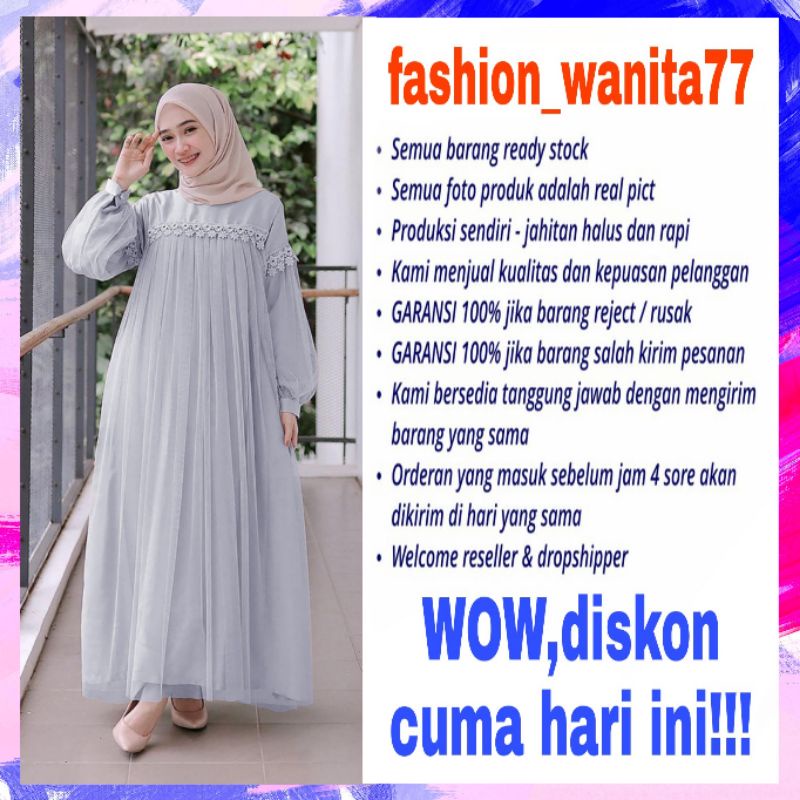 Gamis dress baju pakaian busana fashion wanita muslim remaja syafira syar'i gaun kondangan pesta mod