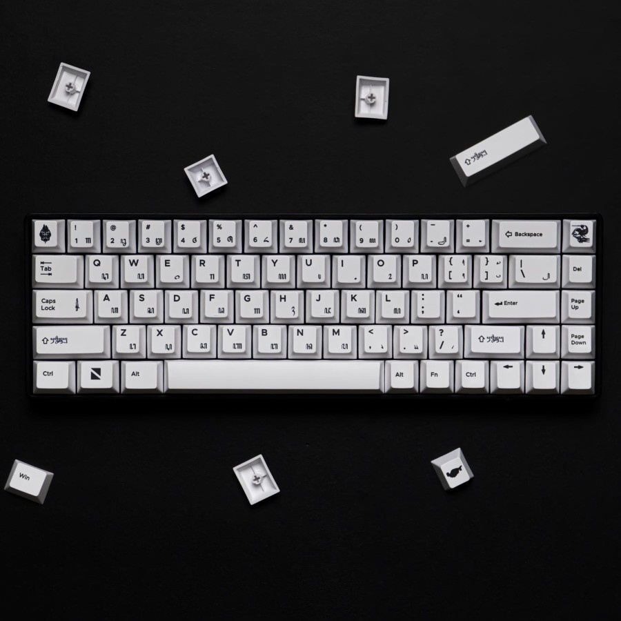 Noir Javanese Roots BOW Fullset PBT Dye Sub Keycaps Cheery Profile