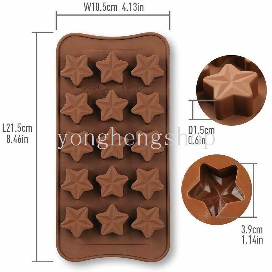 Cetakan Kue / Permen / Cokelat / Es Batu / Jelly Bentuk Bintang 3D Bahan Silikon DIY