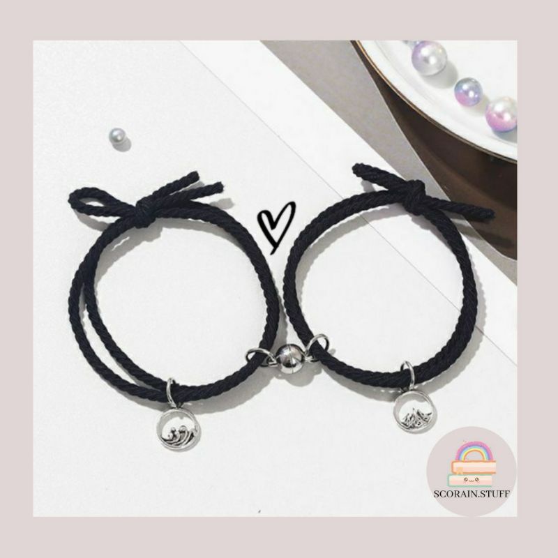 MOUNTAIN AND SEA COUPLE BRACELET/GELANG COUPLE MAGNET PERSAHABTAN GUNUNG DAN LAUTAN TALI ELASTISPITA