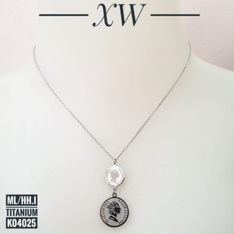 Kalung Titanium Motif Koin Bertingkat K04025