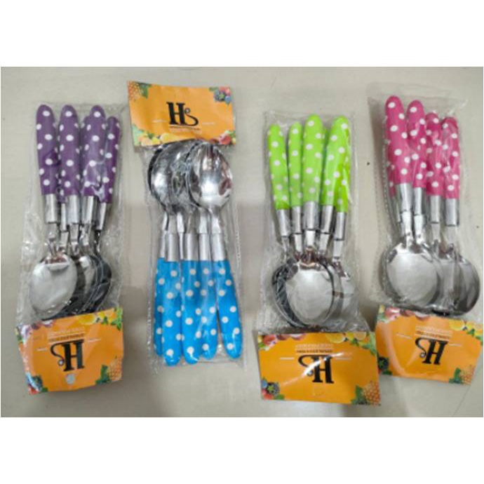 Sendok makan polkadot stainless stell HS 6pcs 1set