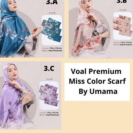 ♬ Jilbab Segiempat Voal Premium Miss Color Scarf by Umama Scarf , hijab Digital Print 110x110cm ✾