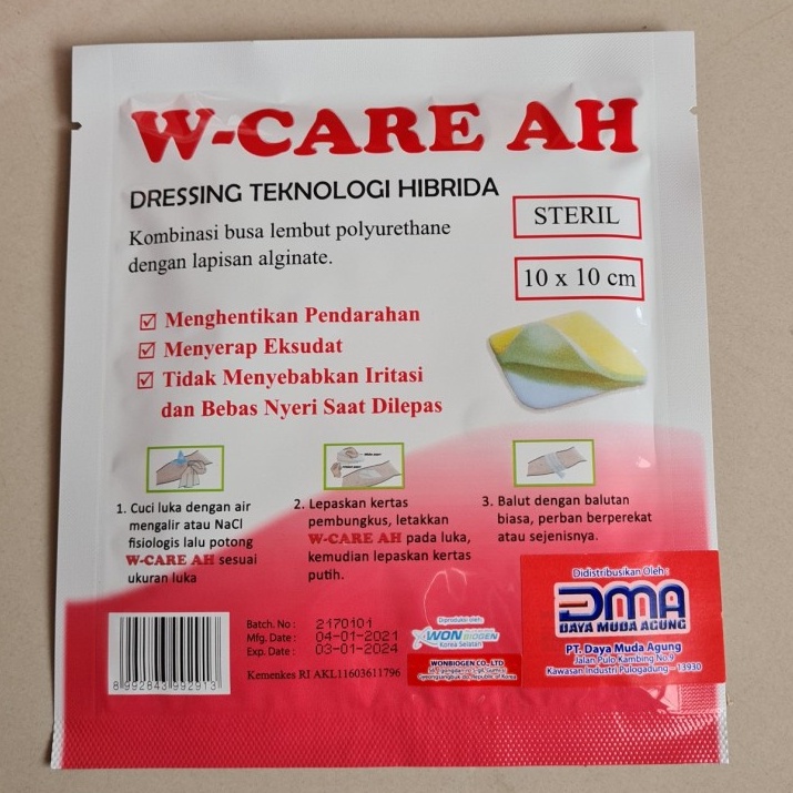 W CARE AH 10x10 / W-CARE AH / WE CARE AH / Perban Luka Foam Dressing