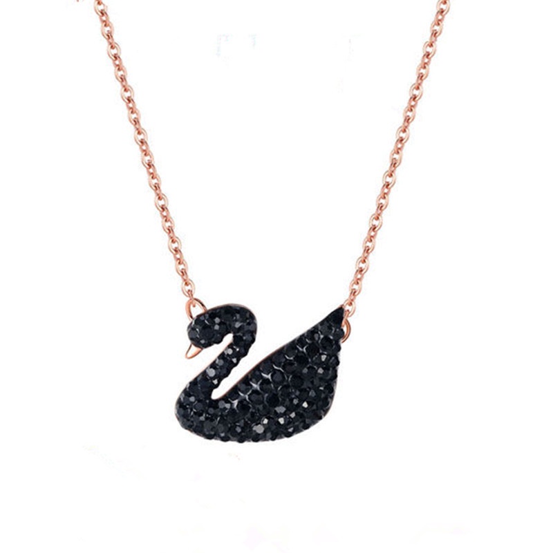 Kalung Titanium Swan Necklaces Titanium Steel Necklaces Korean Style Swan Necklace Swan Pendant Clavicle Chain Birthday Gift Women