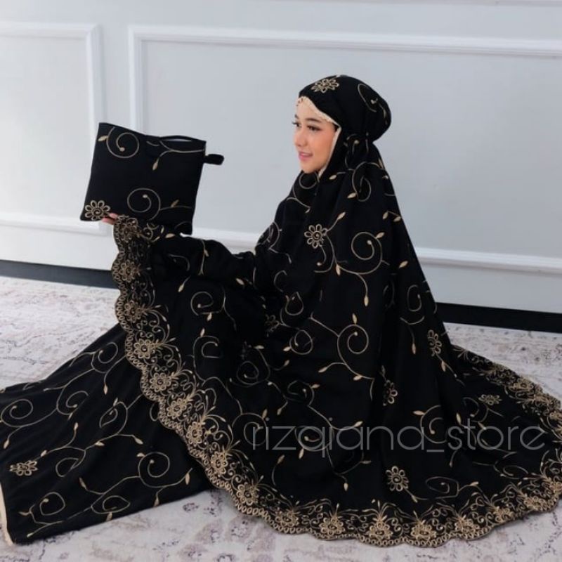 RIZQIANA STORE - Mukena Dewasa Jumbo  Bordir Syafiqa Series Renda Bordir