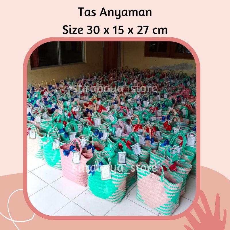 tas anyaman  size 30 Jumbo / Tas Nasi Box 20 22 / Tas Anyaman murah / tas  plastik / tas sembako