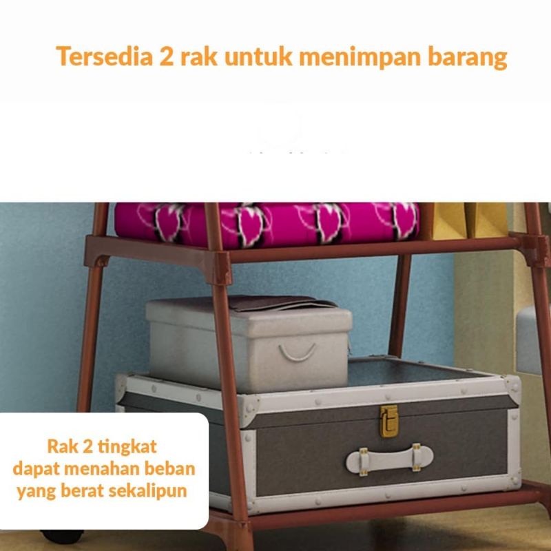 Triangle Stand Hanger Baju Rak Buku Serbaguna Gantungan Pakaian Rak Serbaguna Dengan 4 roda / Gantungan Baju / Rak Baju Triangle / Triangle stand hanger