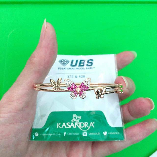 Gelang bangle 3 kupu kadar 375