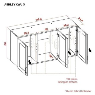 Kitchen Set Lemari  Dapur  Atas Gantung  3 Pintu Putih Ashley 