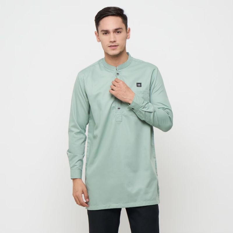 KDL Muslim Wear Baju Koko Hijau Mint Pria Dewasa Lengan Panjang Toyobo Fodu Slim Fit