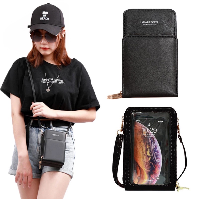 Tas Selempang HP Wanita Resleting 3 TOUCH SCREEN Mini Tempat HP
