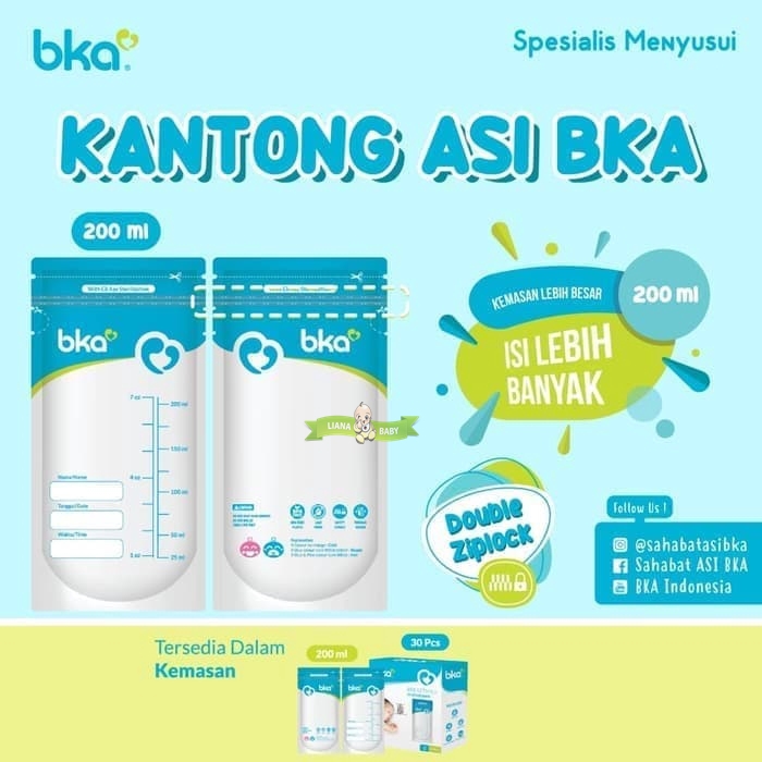 PMS238 KANTONG ASI BKA BREASTMILK STORAGE BAGS 200 ML ISI 30 PCS