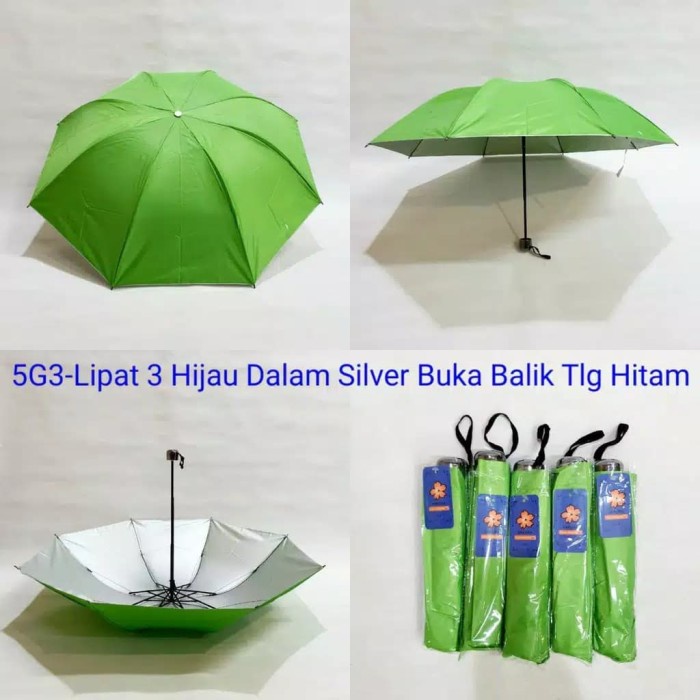 PAYUNG LIPAT 3 POLOS DALAM WARNA KUNING SILVER SAKURA 5G