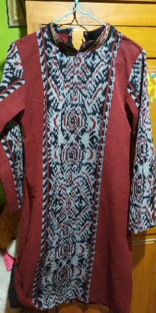 Dress Tenun Jepara Warna Merah
