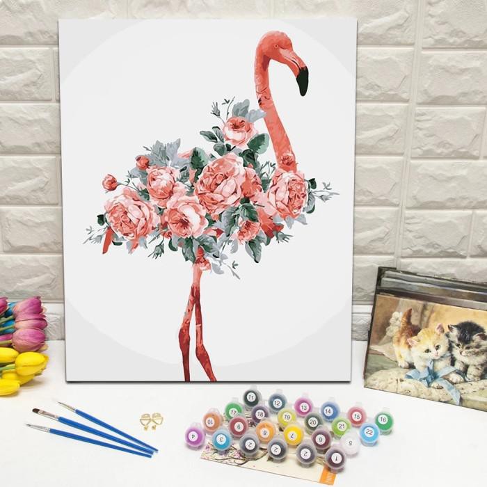 

Art / Ready Jkt Flamingo Flowers Diy Painting By Number Paint By Numbers