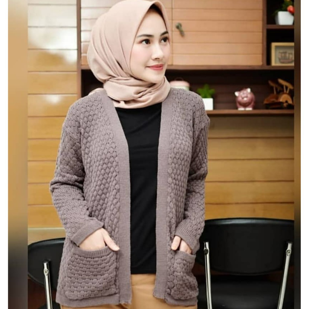  CARDIGAN  POPCORN RAJUT  CARDI CORAL Shopee Indonesia