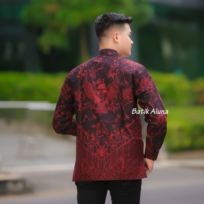 Kurta Dewasa Batik Muslim Pria Lengan Panjang Premium Lapis Furing Produksi Batik Aluna MBA 007