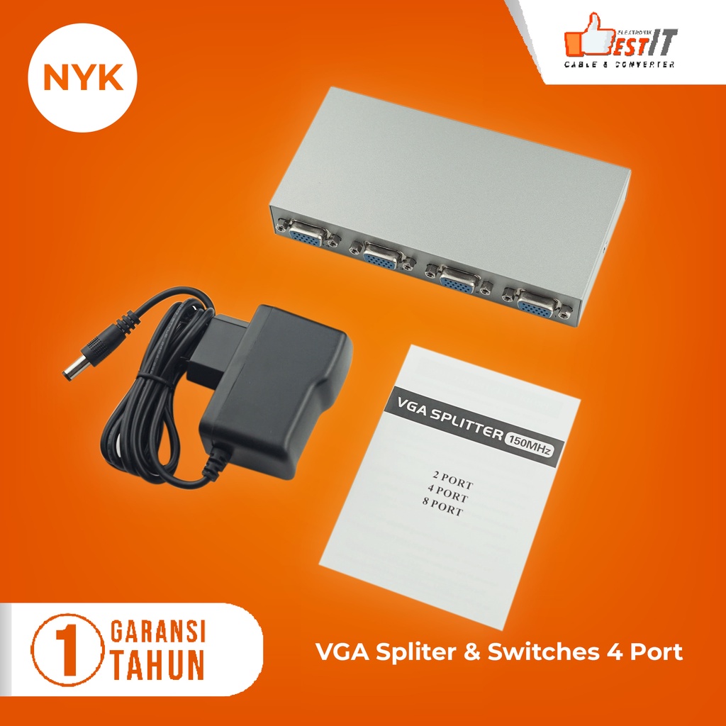 VGA Splitter 1-4 Port 150Mhz NYK High Quality