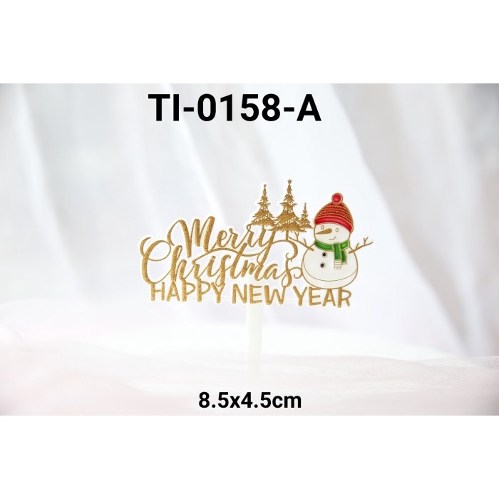 

KUE-PENGHIAS-ALAT- TI-0158-A CAKE TOPPER TULISAN NATAL MERRY CHRISTMAS SNOWMAN EMAS GOLD -ALAT-