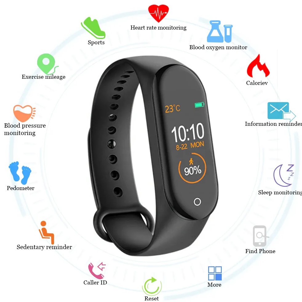 [COD] Smartband  Gelang Cerdas Untuk Fitness Menghitung Kalori l M4 Black Bluetooth ANTI AIR