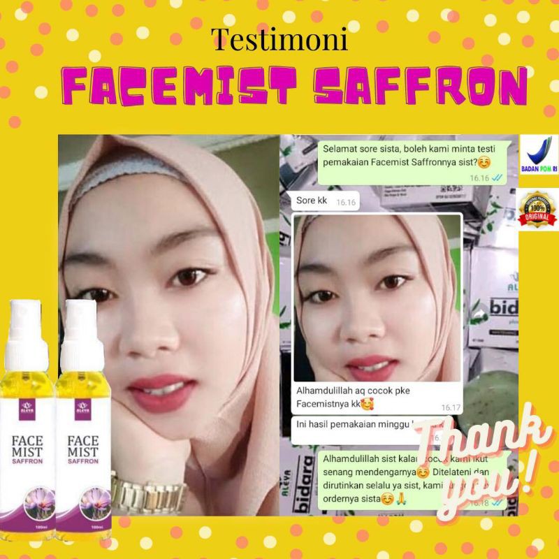 facemist saffron original face mist saffron bpom aleya