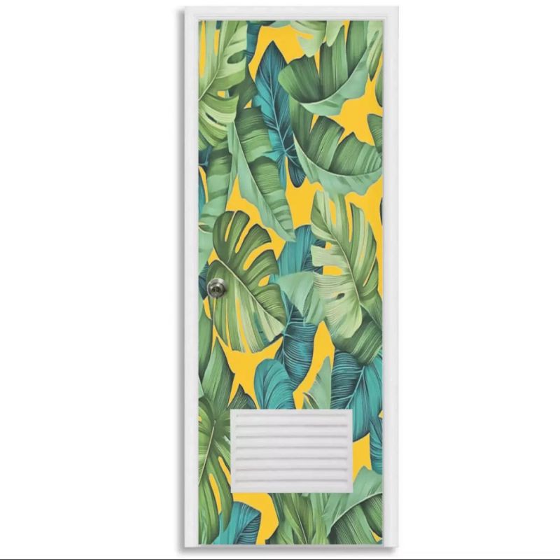 Stiker Pintu kamar mandi PVC 190x60cm. Motif: Daun hijau