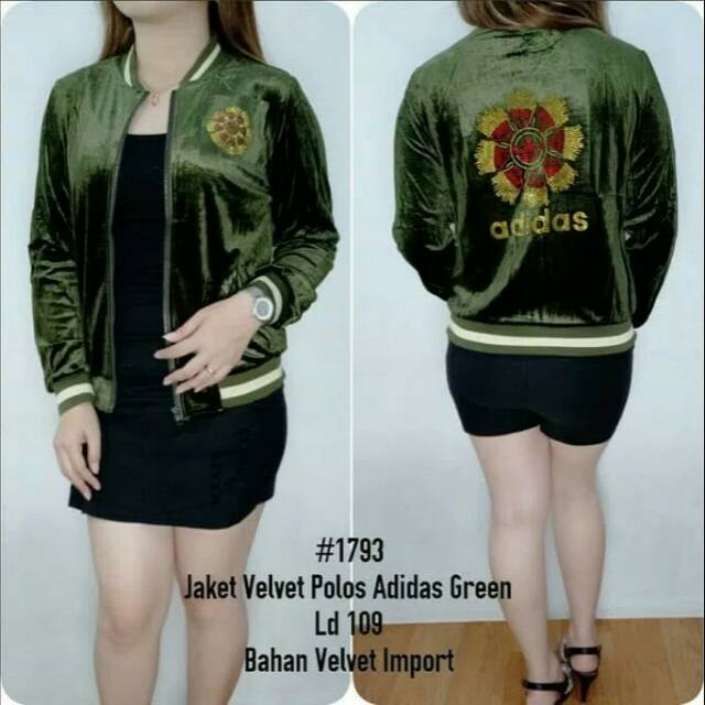 Jaket bludru import jaket velvet polos adidas