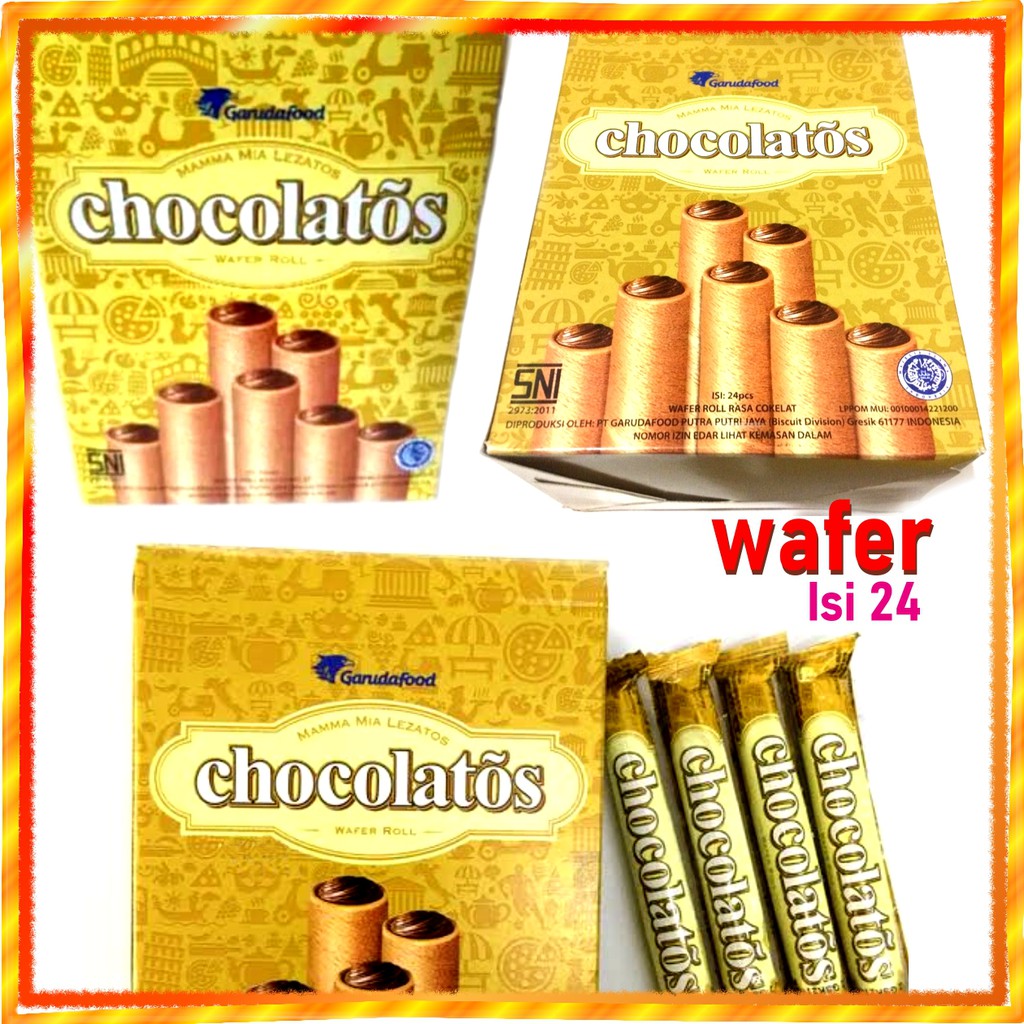 

chocolatos wafer cokelat isi 24 COKLAT 24 wafer dalam kemasan pack