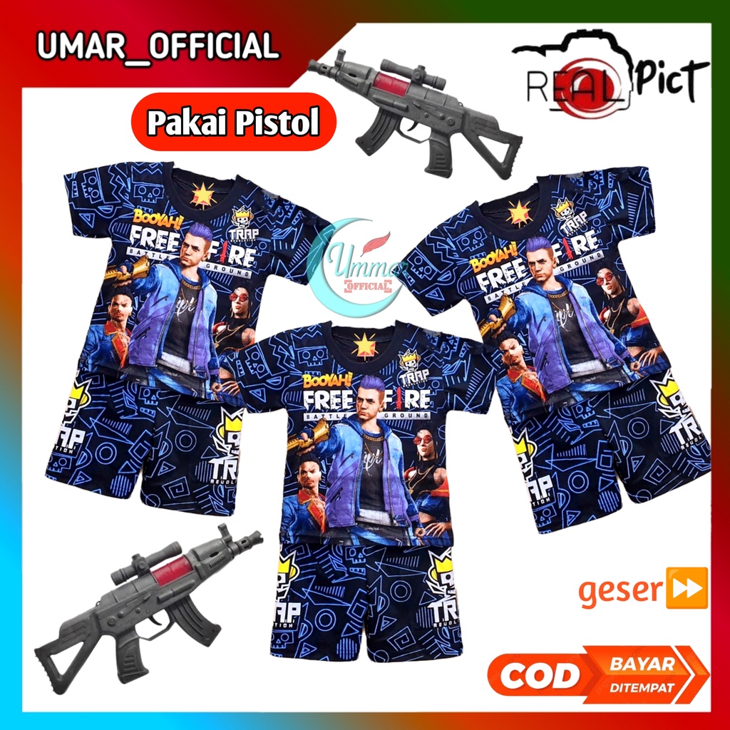 BAJU FREE FIRE ANAK LAKI LAKI LENGAN PENDEK/SETELAN FREE FIRE TEMBAKAN TERBARU