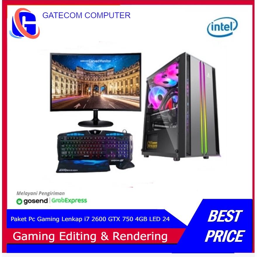 Paket Pc Gaming Lenkap i7 2600 /  GTX 750 4GB / LED 24  / SSD 120 / DDR 8 GB