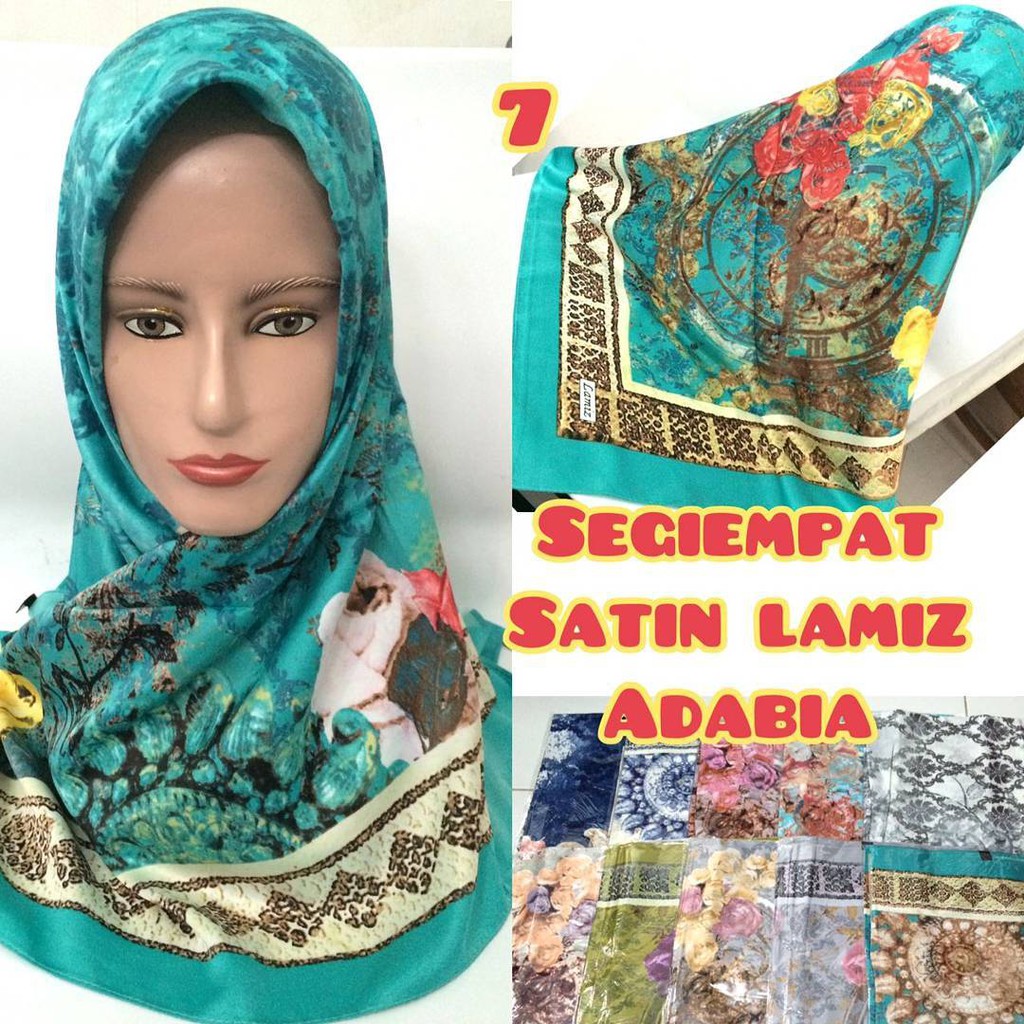 jilbab hijab kerudung Segiempat satin motif lamiz adabia (warna seri) 7
