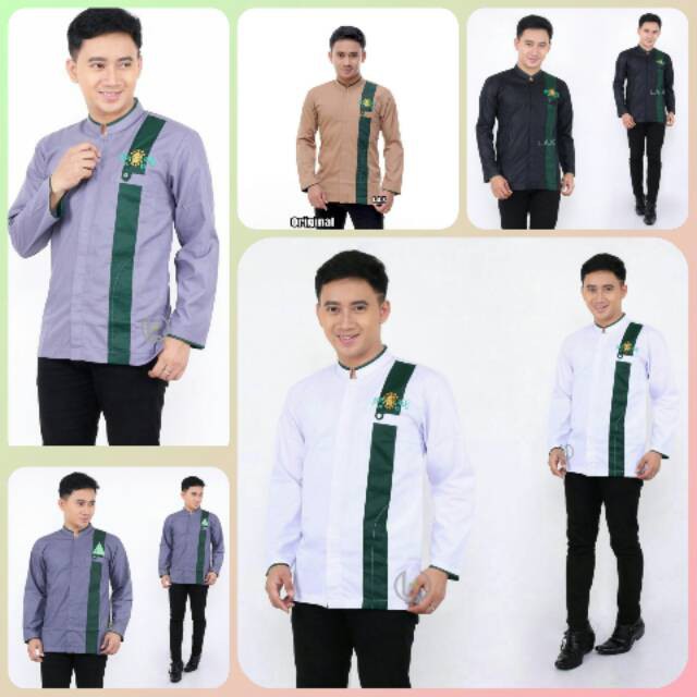 Kemko ansor motif sorban / kemeja koko lengan panjang - putih