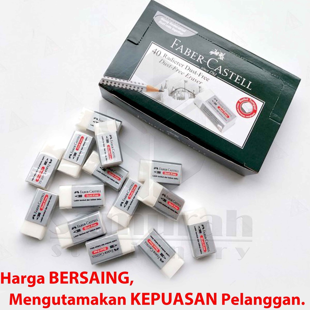 

Penghapus Pensil Faber-Castell Putih Kecil 1 Box isi 40 pcs / White Stip Eraser Dust Free / Hapusan