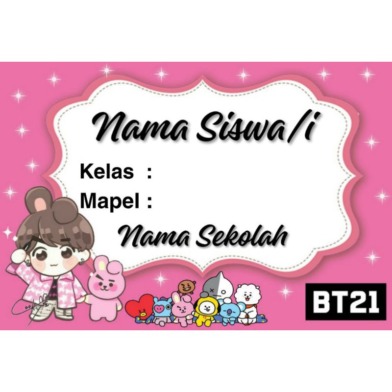 

(ISI 50 PCS) STIKER LABEL BUKU SEKOLAH MOTIF BT21