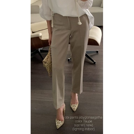 JIIGLORIA OBI PANTS TAUPE SIZE M ( PRELOVED )
