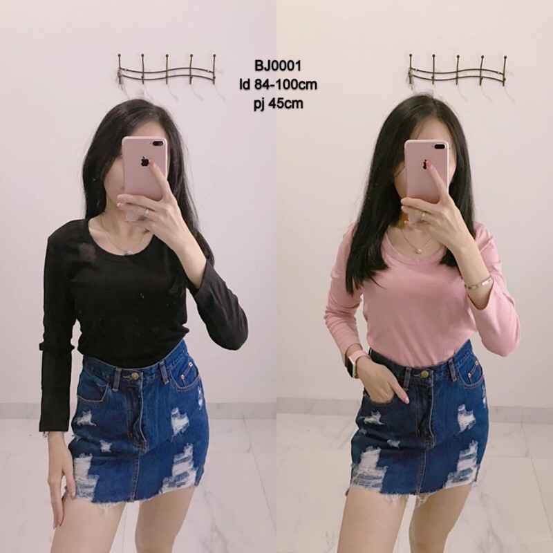 croptop kaos polos lengan panjang bkk murah.atasan croptop polos lengan panjang import bangkok