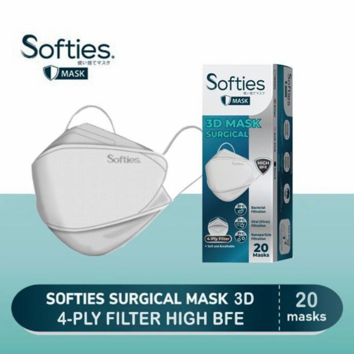 Masker - Masker Softies 3D Mask Surgical 4 Ply
