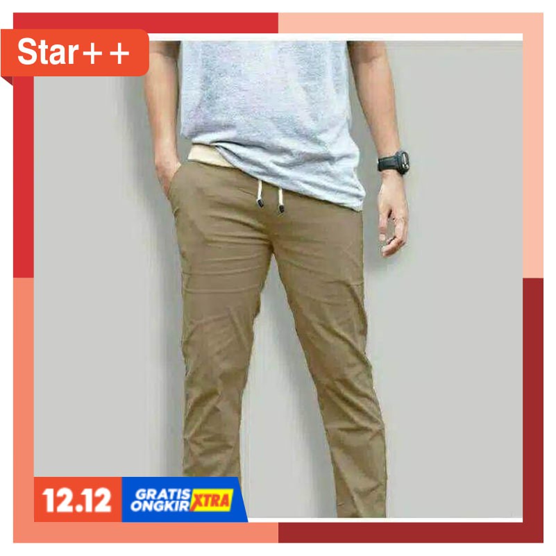 CELANA CHINO ASLI BRANDED IMPORT MURAH CHINOS KEREN / CELANA CHINOS COWOK PANJANG KARET PINGGANG RIP